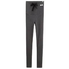 マタニティ レギンス リブ スパッツ タイツ パンツ ストレッチ ウエスト調整 大きいサイズ 妊婦 レディース 伸びる 部屋着 ダークグレー L 0