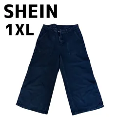 SHEIN CURVE ワイドデニムパンツ 1XL ブラック ワイドパンツ 大きいサイズ レディース カジュアル