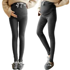 マタニティ リブ レギンス スパッツ タイツ パンツ ストレッチ ウエスト調整 大きいサイズ 妊婦 レディース 伸びる 部屋着 ブラック M 0