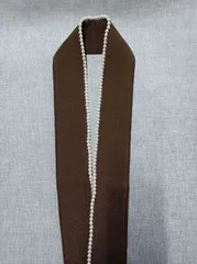 パール付重ね衿  茶　パール　ポリエステルちりめん　管:C