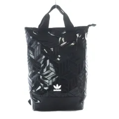 アディダス adidas BP TOP 3D リュックサック デイパック 黒 ブラック 幾何学模様 ロゴ入り /RI ■OS