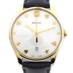 グッチ GUCCI 腕時計 Gタイムレス 126.4 ホワイトシェル文字盤 デイト 裏スケ ブラック 牛革ベルト GP SS クオーツアナログ 【中古】のサムネイル