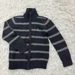 【ヴィンテージ】 Polo by Ralph Lauren ポロバイラルフローレン フルジップニット カーディガン ボーダー柄 キッズ120cm