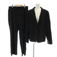 23区 オンワード樫山 セットアップ ジャケット パンツ 48 黒 ブラック テーラードカラー 長袖 無地 /AP