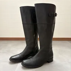 MARGARET HOWELL IDEAマーガレットハウエル レーザーロングブーツ サイドジップ ブラック 黒 22.5cm