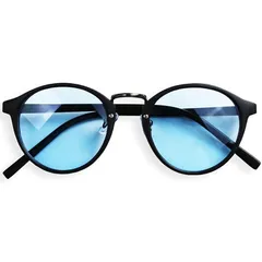 [クインテット] カラーレンズ ボストン サングラス 伊達メガネ メンズ レディース 07-ty-2854 (13,マットブラック/ライトブルー) 0