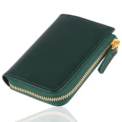 [GRAV] 【ミニマリスト推奨】小銭入れ メンズ コインケース カードケース 本革 レザー 小さい 財布 コンパクトモデル (グリーン/グリーン（ゴールドファスナー）) 0