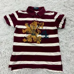 【ヴィンテージ】Polo by Ralph Lauren ポロバイラルフローレン ビッグロゴ 半袖ポロシャツ ボーダー柄 キッズ140cm コットン100%