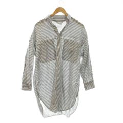 スピック&スパン Spick&Span 22SS シャツ ブラウス F グレー 白 ストライプ柄 長袖 胸ポケット付き /JP