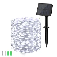 Dalugo イルミネーションライト ソーラー LED ストリングライト 屋外 防水 10M 100LED イルミネーション クリスマス 電飾LED ソーラーライト アウトドア 室内 フェアリーライト おしゃれ 8点灯モード 夜間自動点灯 長い点灯時間 ガ 1