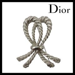 Dior クリスチャンディオール ブローチ リボン ロープ ラインストーン