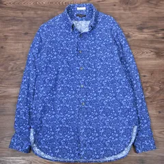 Engineered Garments　エンジニアードガーメンツ　長袖シャツ　総柄　ボタニカル　アニマル　青系　アメリカ製　Mサイズ