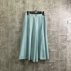 【T-398】ガウチョパンツ グリーン 緑 レディースL相当 ワイドパンツ フレアパンツ ハーフ丈 きれいめ カジュアル シンプル 無地 大人コーデ 春夏 ボトムス ゆったり ナチュラル 上品 パンツ