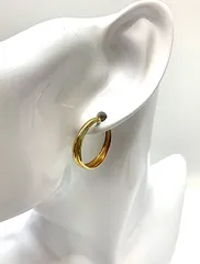 K18  2連風 フープ ピアス   2.0ｇ 両耳  ゴールド系 18金