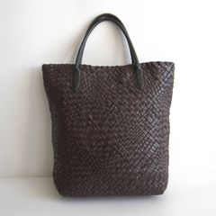 良品】FALORNI イントレチャート ブラック レザー 肩掛け トートバッグ