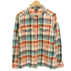 パタゴニア Patagonia フィヨルド フランネルシャツ Fjord Flannel Shirt ブラウス 長袖 チェック 4 オレンジ 水色 ライトブルー 白 ホワイト 53915 /HN