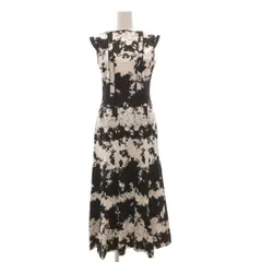 インゲボルグ INGEBORG ワンピース S ブラック ホワイト 花柄 ノースリーブ ロング丈 /ML ■GY06