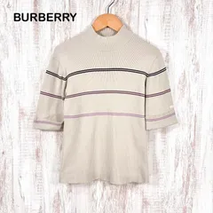 BURBERRY GOLF バーバリーゴルフ ワンポイントロゴ スリーライン ハイネック リブニット 五分袖