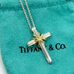 極美品・最高峰】ティファニー シグネチャー クロス コンビ ネックレス 