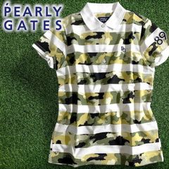 PEARLY GATES パーリーゲイツ ゴルフ 日本製 吸水速乾 カモ柄 ボーダー柄 迷彩柄 半袖 ポロシャツ ゴルフウェア レディース 055-2160514 定価2.2万 オリーブ カーキ ブラック ホワイト▲024▼50402w07