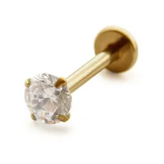 【特価商品】[ジュエル ボックス] JewelVOX ピアス 14g 16g 18g 立て爪 サージカルステンレス316L キュービックジルコニア ボディピアス 軟骨ピアス 金属アレルギー対応 (ゴールド【3mm】 14G【軸6mm】)