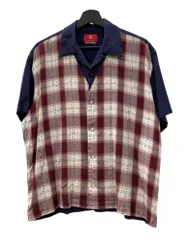 クリームソーダ CREAM SODA Opencolor Shirt オープンカラー シャツ 金タグ チェック切替 ボタンアップ 半袖 開襟 赤 紺 半袖シャツ チェック マルチカラー 104MT-2832のサムネイル