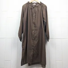 サマンサモスモスブルー    Samansa Mos2 blue　フリルネックチュニック  チェック柄　ワンピース　ブラウン　フリーサイズ