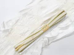 【一輝堂】和装小物 帯締め帯揚げセット礼装用 角組 中抜き絞り 金糸 美品 帯締 帯揚 26w02-2345