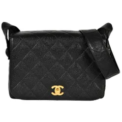 シャネル CHANEL ココマーク マトラッセ ショルダーバッグ キャビアスキン ブラック ゴールド金具【中古】
