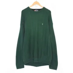 CHAPS RALPH LAUREN チャップス ラルフローレン90s HAND FRAMED ヘリンボーン コットン ニット セーター メンズ L/G グリーン ヴィンテージ クルーネック インドネシア製 WPL125 /のサムネイル