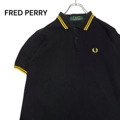 FRED PERRY フレッドペリー ブラック ポロシャツ 黒×金 刺繍 M12