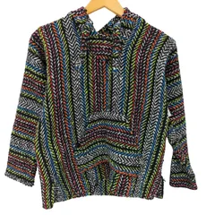 アースラグズ EARTH RAGZ 90S メキシコ製 総柄 ヘリンボーン ポリ アクリル コットン ミックスファブリック メキシカンパーカー メンズ 表記無 