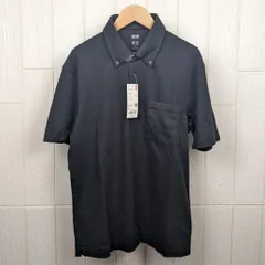 タグ付　ユニクロ 　エアリズムコットン　 カノコポロシャツ 　ボタンダウン　 M 　黒
