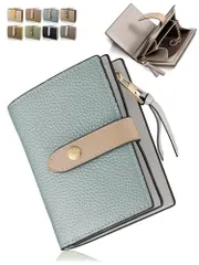 [アンコール] 財布 本革 【高見え バイカラー】 二つ折り レディース ミニウォレット 小さい スキミング防止 女性 折り畳み 軽量 コンパクト 革 ミニ財布 プレゼント ギフト 人気 (ブルー／グレージュ)rc 73e4ef3a
