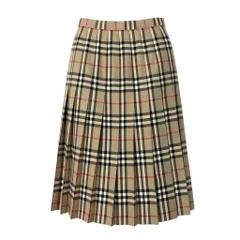 60c6 Vintage Burberrys バーバリーズ ヴィンテージ ノバチェック フレアスカート タックプリーツ 13AR ベージュ系 ウール レディースu02t