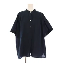 ジャーナルスタンダード レリューム JOURNAL STANDARD relume 25SS コットンボイルタックワイドプルオーバー シャツ ブラウス 半袖 バンドカラー ハーフボタン F 紺 ネイビー 25050462112020 タグ付き /BB