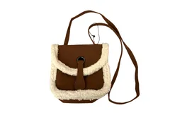 k04250513014　yuue'　フリーサイズ　茶×白　　バッグ　ショルダーバッグ　秋冬