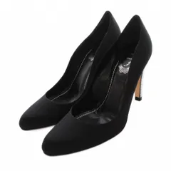 レネカオヴィラ Rene Caovilla パンプス ハイヒール ビジュー サテン 36 黒 シルバー /YM