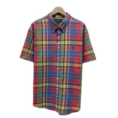 RALPH LAUREN　チェックシャツ　半袖　シャツ　トップス　ボタンダウン　ワンポイント　ブランドロゴ　スモールポニー　刺しゅう　CUSTOM FIT　オーバーサイズ　古着　/2003