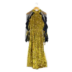 SISTER　JANE　シスタージェーン　ゴールドラッシュドレス　ベロア×レース　長袖ワンピース　Sサイズ　ベルベット　フリル　花柄