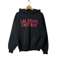 00's vintage 00年代 ヴィンテージ Champion チャンピオン カレッジプリント CAL STATE EAST BAY パーカー フーディー プルオーバー 長袖 フロントプリント 袖刺繍 Honduras製 XLサイズ ブラック