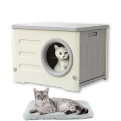 新しい未使用 環境に優しい外猫ハウス 外猫ハウス 防水素材の猫小屋 屋外 防水 無毒無臭 屋外 取り外し可能なデザインの猫ハウス 屋外 日差のサムネイル