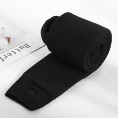 ＜在庫処分＞リブ編み コットン ストライプ レギンス タイツ付き ブラック 厚手350g レディース ボトムス　bu