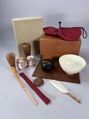 【茶事具】木地茶箱　茶道具セット 茶箱162