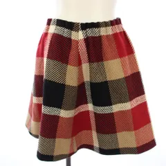 ブルーレーベルクレストブリッジ BLUE LABEL CRESTBRIDGE スカート ひざ丈 チェック柄 フレア イージー 36 赤 黒 ベージュ 55S17-428-16 /TK