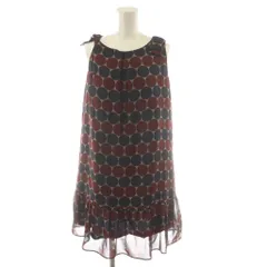 バーバリーブルーレーベル BURBERRY BLUE LABEL ワンピース 36 赤 レッド 紺 ネイビー ドット柄 ノースリーブ 裾フリル ひざ丈 E1J09-610-38 /AN53