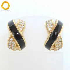 #anza クリスチャンディオール ChristianDior イヤリング ゴールド 黒 ラインストーン レディース [880844]