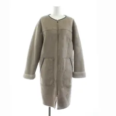 ユナイテッドアローズ A DAY IN THE LIFE UNITED ARROWS フェイクムートン ノーカラーコート ロング 裏ボア フェイクスエード 茶 ブラウン 6425-699-0360 /KU