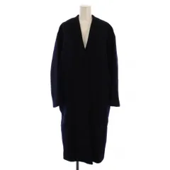 イエナ IENA 17AW ノーカラーコート ロング ウール ナイロン 38 紺 17-020-900-6040-4-0 /BM