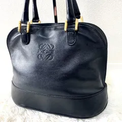 ロエベ　LOEWE ハンドバッグ　アナグラム　レザー　ブラック　黒　ゴールド